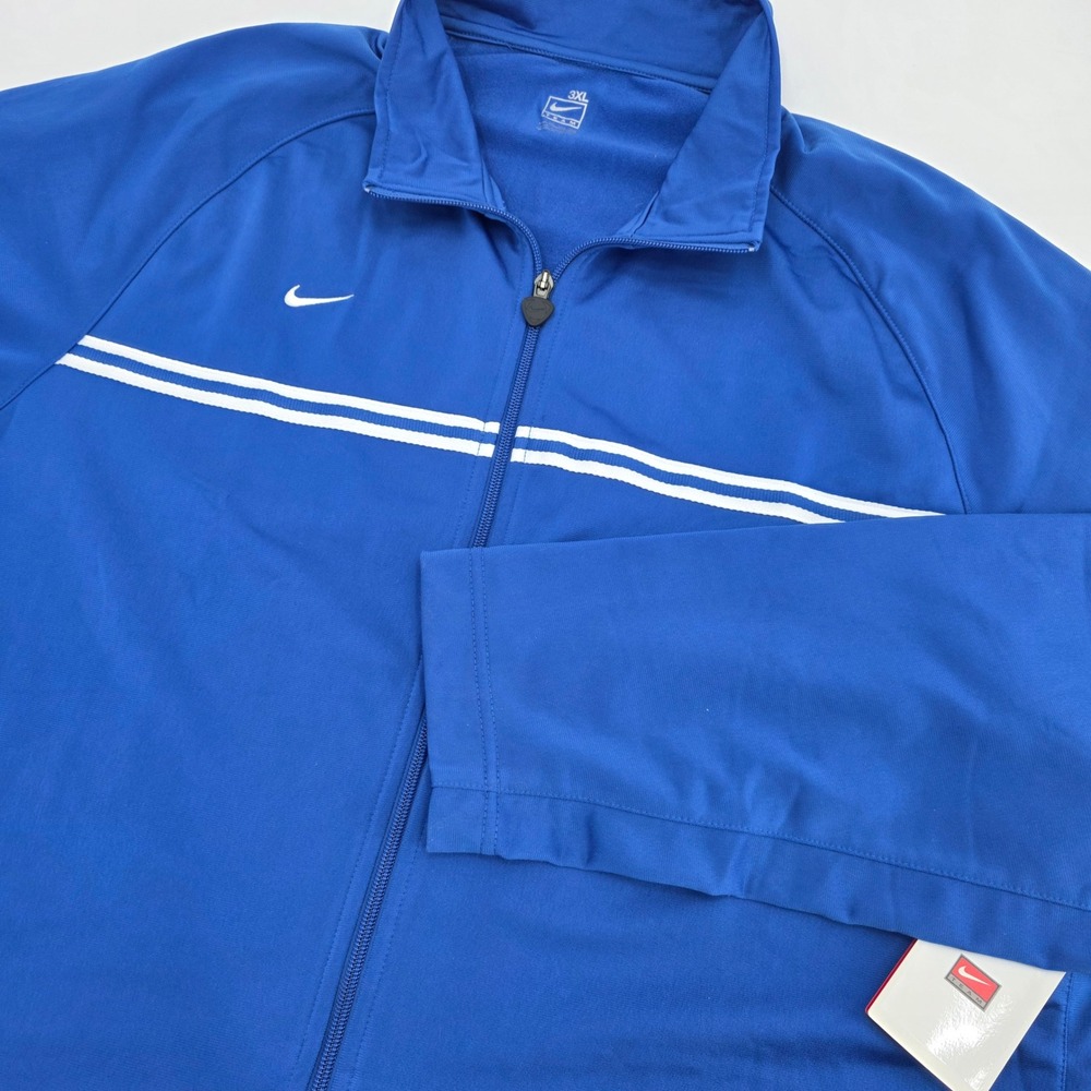 VINTAGE Y2K NIKE TEAM TRACK JACKET NEW! MENS 3XL XXXL BLUE FULL ZIP PERFORMANCE